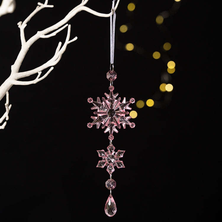 Acrylic Double Layer Snowflake Ice Cream Hanging Christmas Decoration Supplies(Pink)
