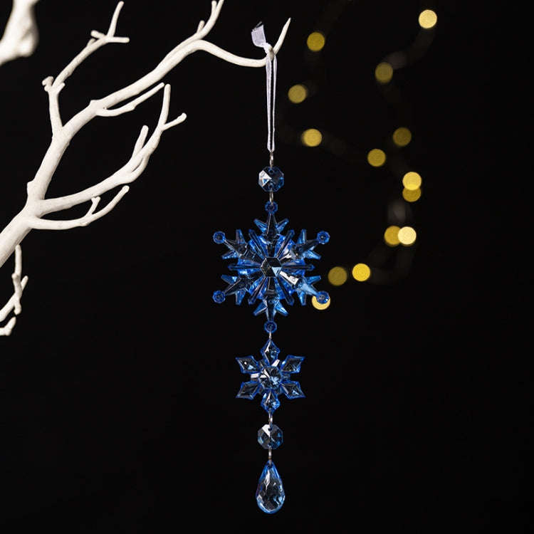 Acrylic Double Layer Snowflake Ice Cream Hanging Christmas Decoration Supplies(Blue)