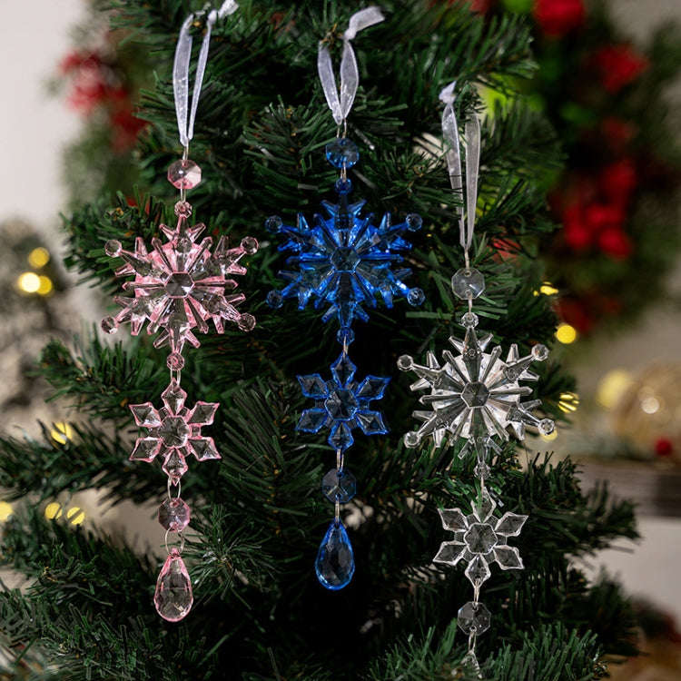 Acrylic Double Layer Snowflake Ice Cream Hanging Christmas Decoration Supplies(Blue)