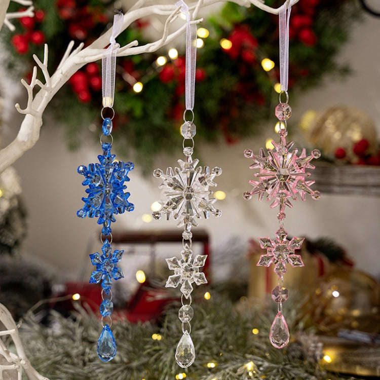 Acrylic Double Layer Snowflake Ice Cream Hanging Christmas Decoration Supplies(Blue)