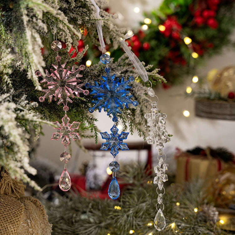 Acrylic Double Layer Snowflake Ice Cream Hanging Christmas Decoration Supplies(Blue)