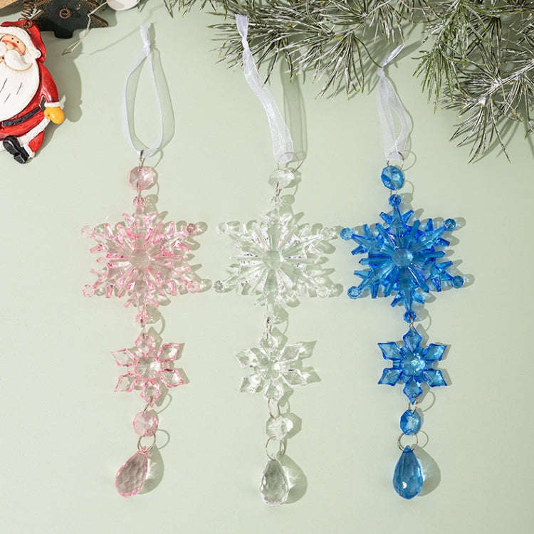 Acrylic Double Layer Snowflake Ice Cream Hanging Christmas Decoration Supplies(Blue)