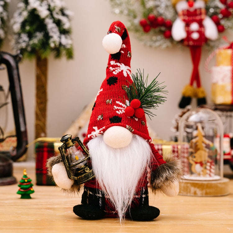 Christmas Decoration Plush Knitted Bent Hat Gnome Figurine Ornament(Male)
