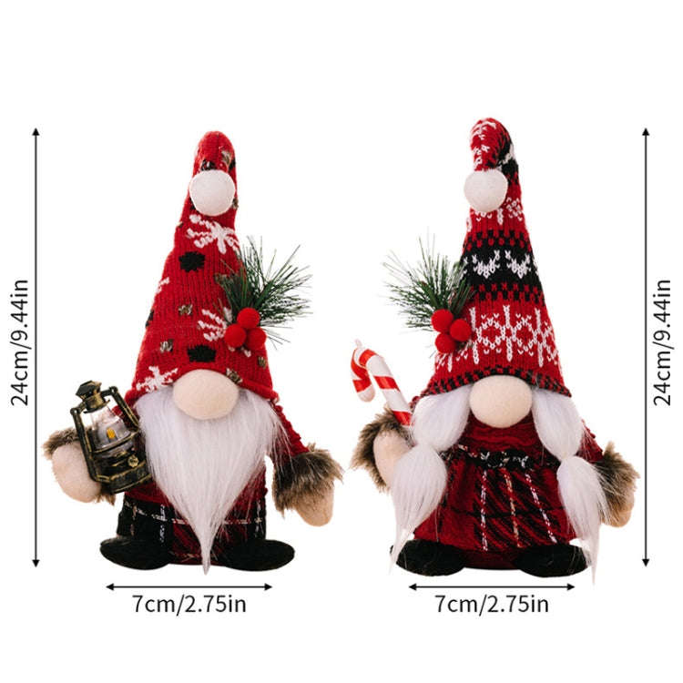 Christmas Decoration Plush Knitted Bent Hat Gnome Figurine Ornament(Male)