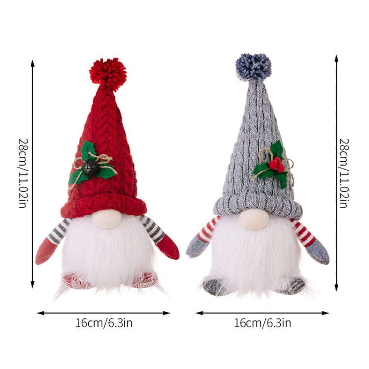Knitted Pointed Hat Gnome Figurine With Lights Christmas Decorations(Red)