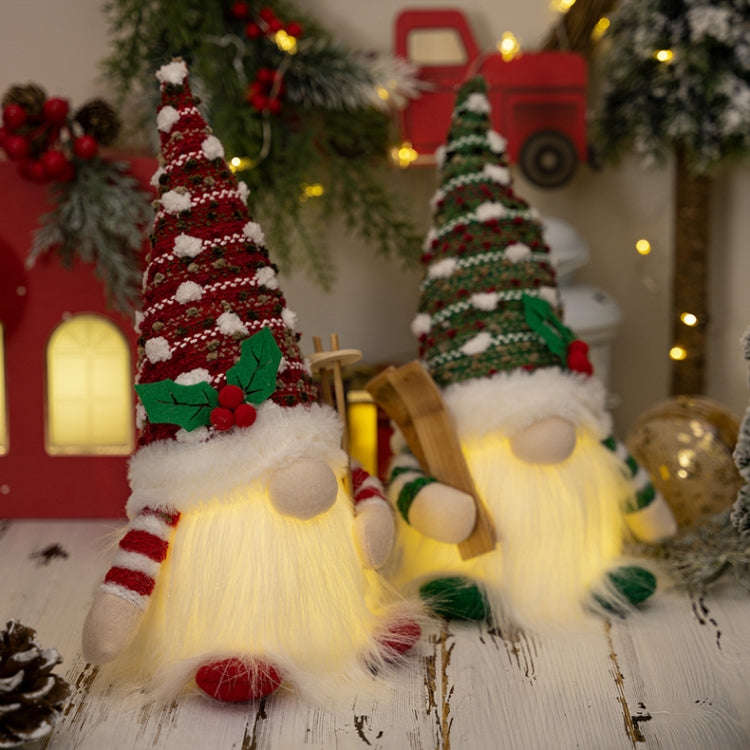 Knitted Lighted Glowing Doll Christmas Decoration Items(Red)