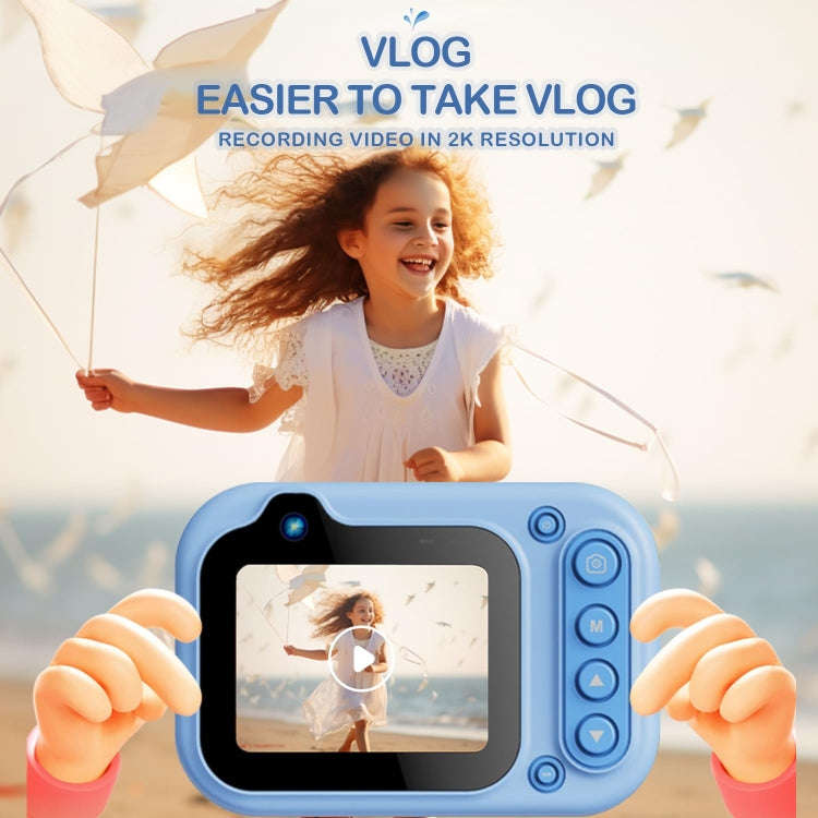 D60 3m Waterproof 2K HD 10X 2.4-inch Outdoor Photo Video Recording Children Mini Camera(Blue)