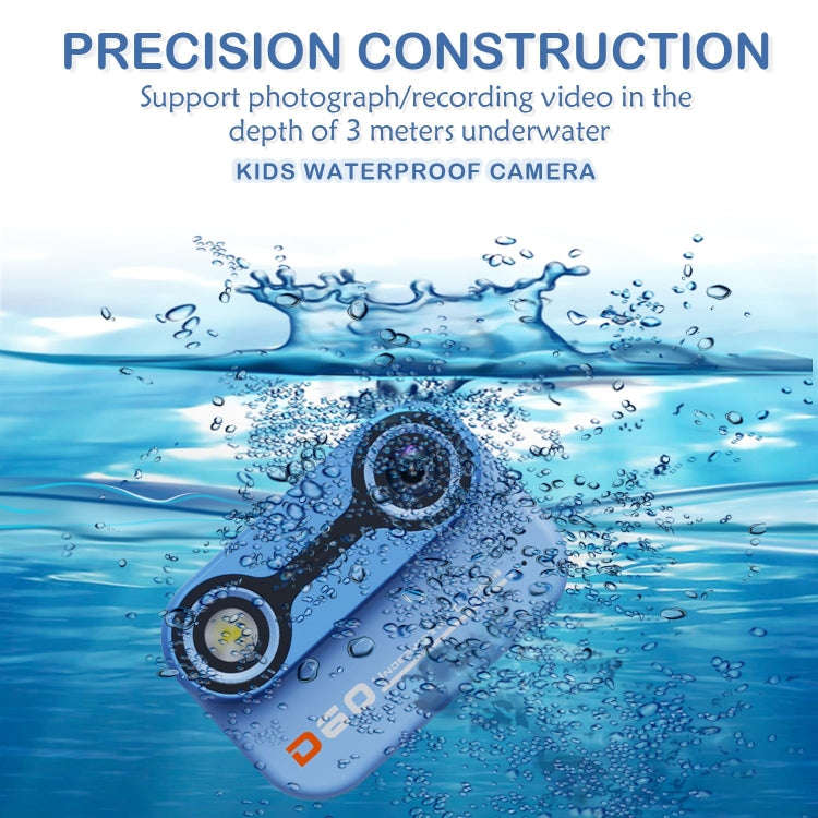 D60 3m Waterproof 2K HD 10X 2.4-inch Outdoor Photo Video Recording Children Mini Camera(Blue)
