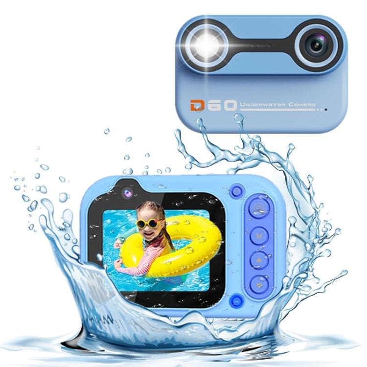 D60 3m Waterproof 2K HD 10X 2.4-inch Outdoor Photo Video Recording Children Mini Camera(Blue)