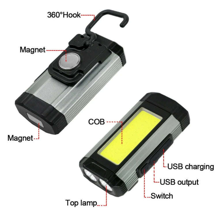 E-SMARTER K011 USB Rechargeable Repair Light With Magnet COB Strong Light Flashlight, Style: B Si...