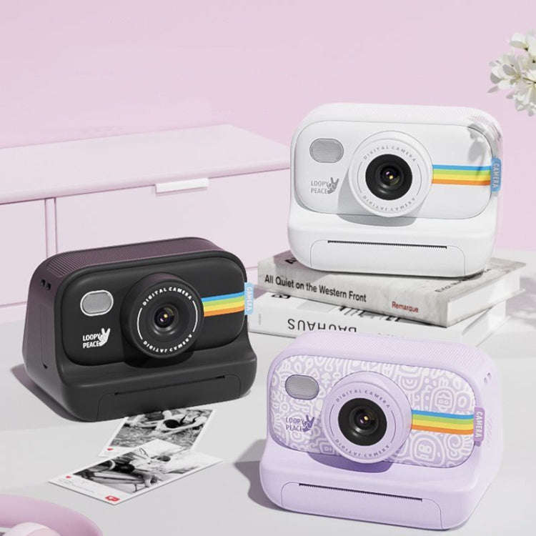 2.0-Inch LED Flash 1080P HD Recording Photo Printing Camera With 3-Rolls Paper, Color: Black