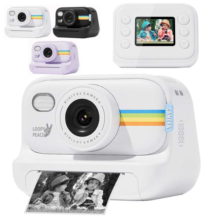 2.0-Inch LED Flash 1080P HD Recording Photo Printing Camera With 3-Rolls Paper, Color: Black