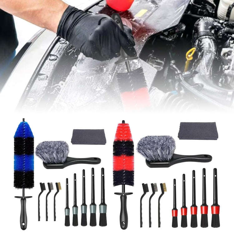 11pcs /Set Car Wash Cleaning Gap Detail Short Handle Brush(Red)