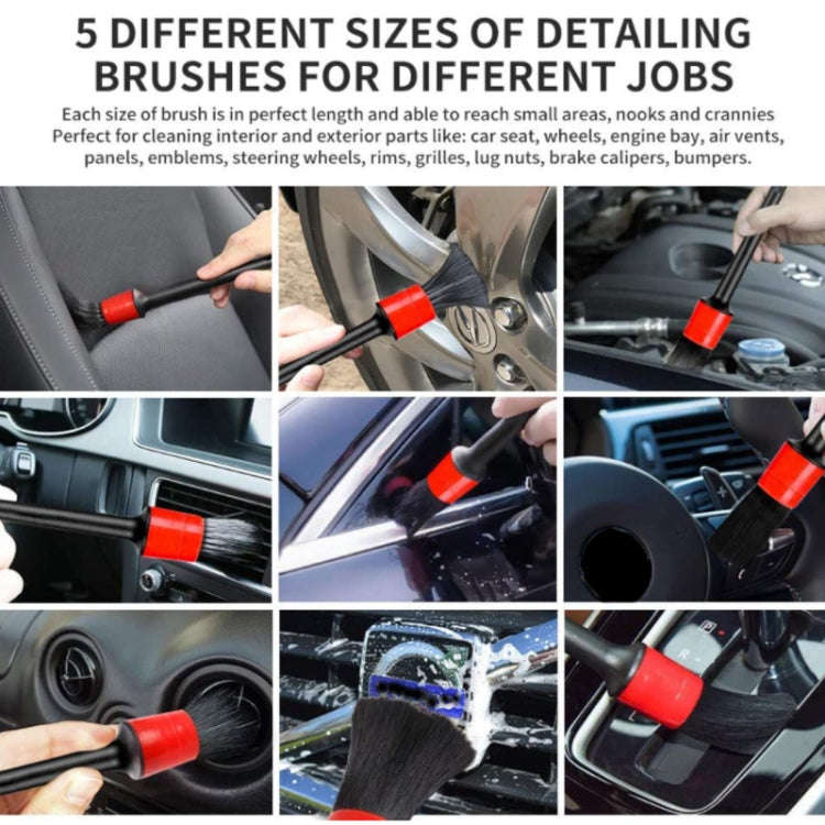 11pcs /Set Car Wash Cleaning Gap Detail Short Handle Brush(Red)