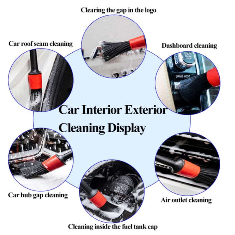 11pcs /Set Car Wash Cleaning Gap Detail Short Handle Brush(Red)