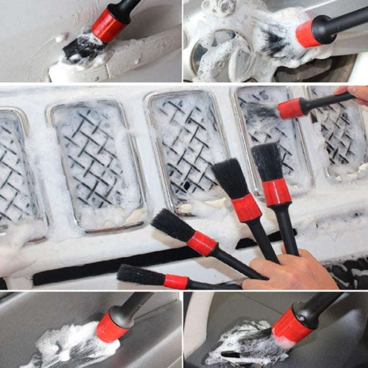 11pcs /Set Car Wash Cleaning Gap Detail Short Handle Brush(Red)
