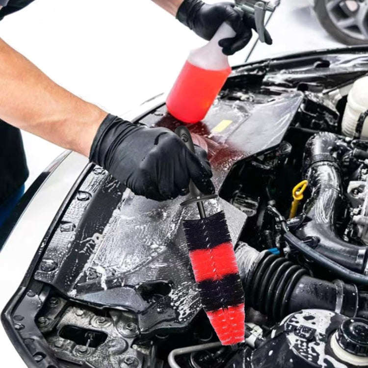 11pcs /Set Car Wash Cleaning Gap Detail Short Handle Brush(Red)