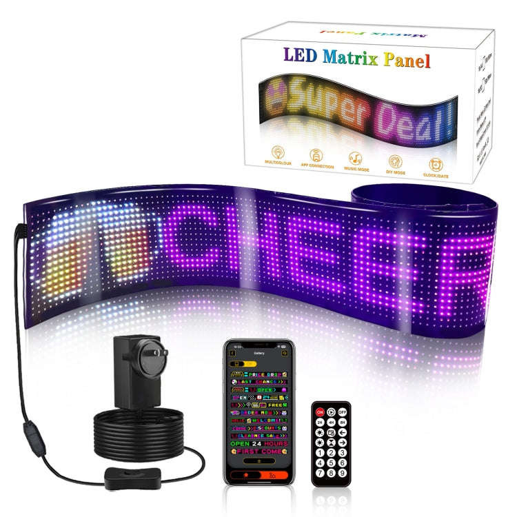 LED Flexible Screen Advertising  Large Screen Supports APP Bluetooth Control 52.4 x 7.6 Inch US Plug