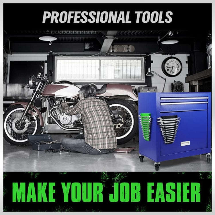 12-Slot Plastic Magnetic Removable Tray Wrench Storage Bracket(Black+Green)