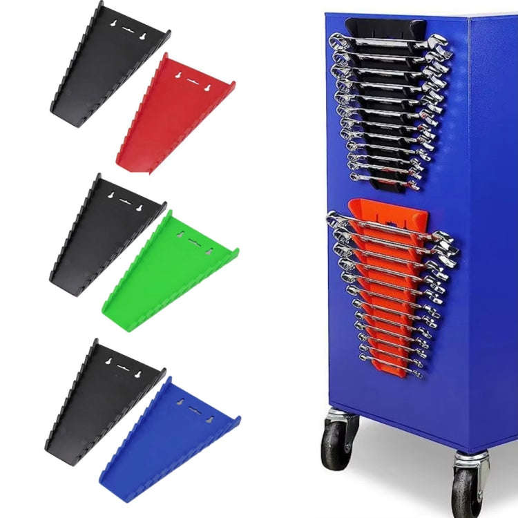 12-Slot Plastic Magnetic Removable Tray Wrench Storage Bracket(Black+Green)