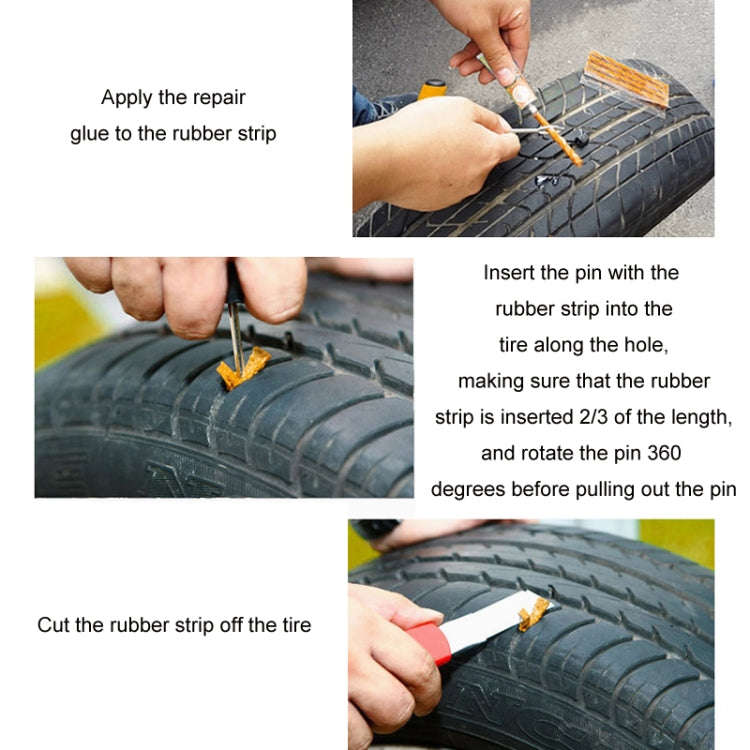 46pcs /Set Car Tubeless Tire Repair Needle Rubber Strip Valve Tip Needle-nosed Pliers Tool Set(Wi...