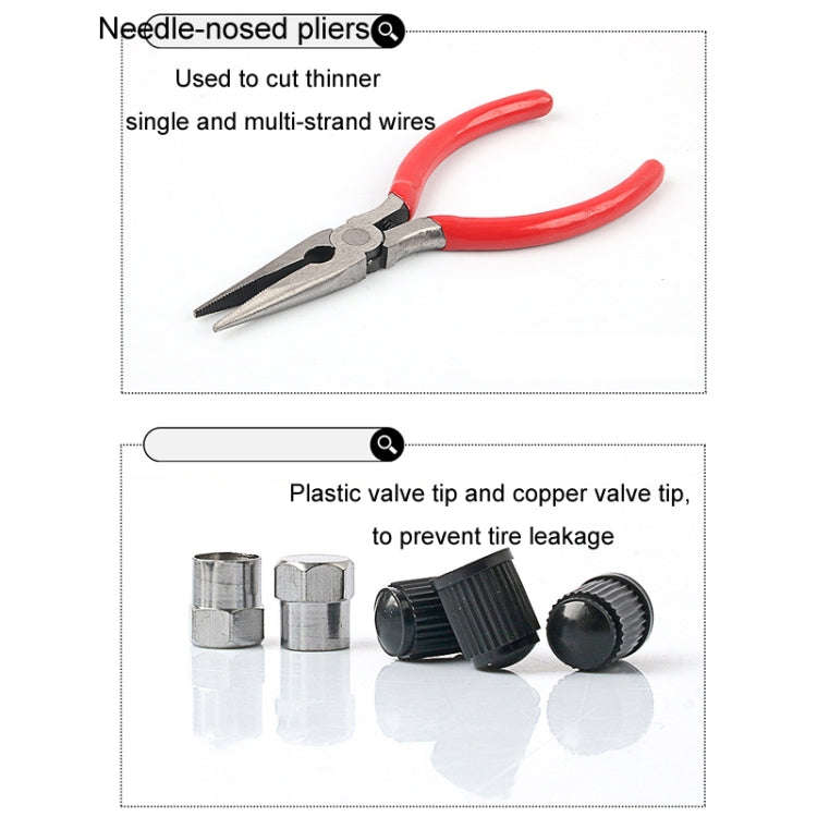 46pcs /Set Car Tubeless Tire Repair Needle Rubber Strip Valve Tip Needle-nosed Pliers Tool Set(Wi...