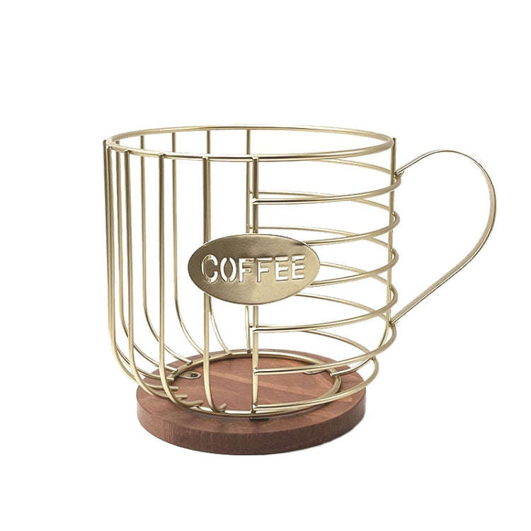 Coffee Companion Storage Rack Cup-Shaped Kitchen Storage Basket, Color: Gold with Words