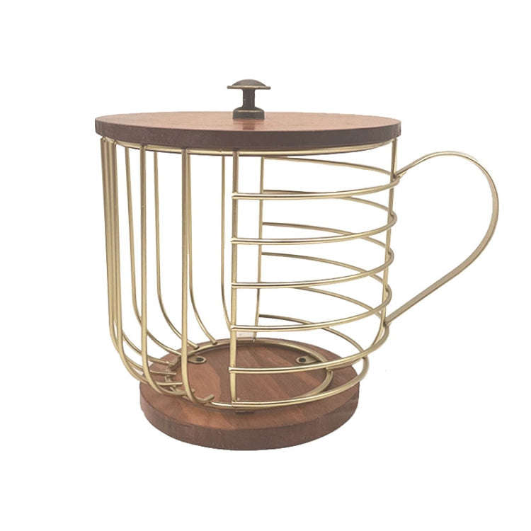 Coffee Companion Storage Rack Cup-Shaped Kitchen Storage Basket, Color: Gold No Words + Lid