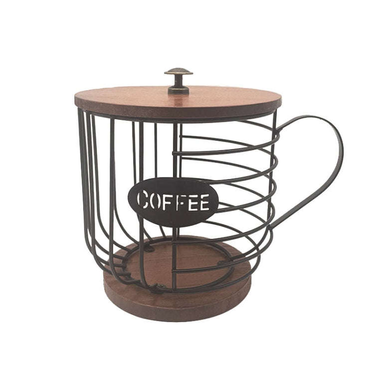 Coffee Companion Storage Rack Cup-Shaped Kitchen Storage Basket, Color: Black with WordsLid
