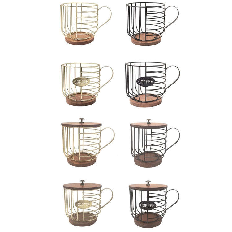 Coffee Companion Storage Rack Cup-Shaped Kitchen Storage Basket, Color: Black with WordsLid