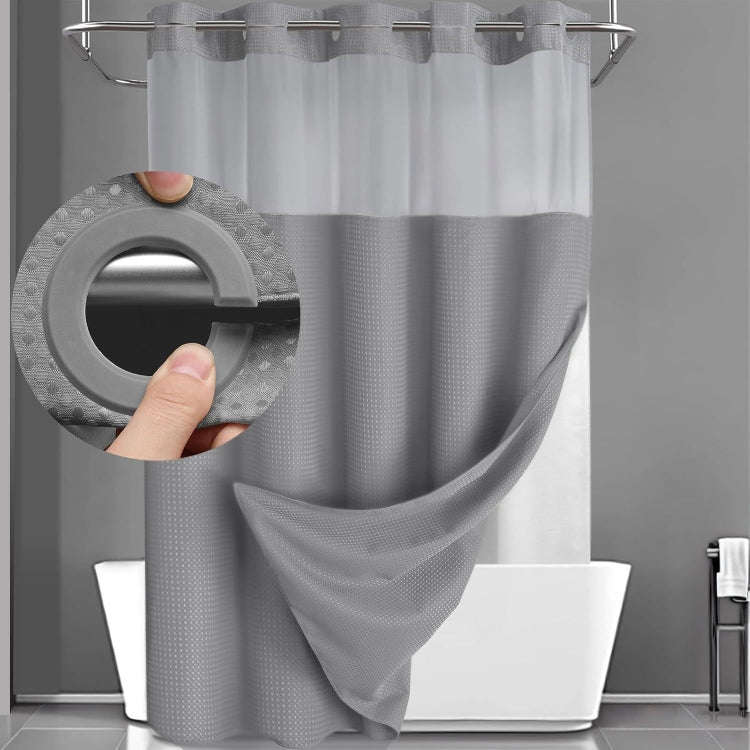 No Hook Waffle Shower Curtain with Removable Lining for Bathroom 72 x 75 Inch(Gray 1)