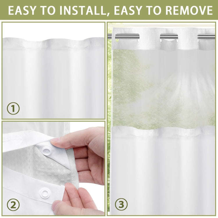 No Hook Waffle Shower Curtain with Removable Lining for Bathroom 72 x 75 Inch(Gray 1)