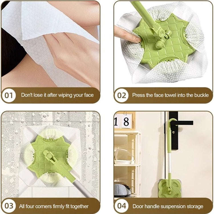 Electrostatic Dust Removal Paper Facial Towel Special Mop Cleaning Tool, Spec: 1-section Pole Green