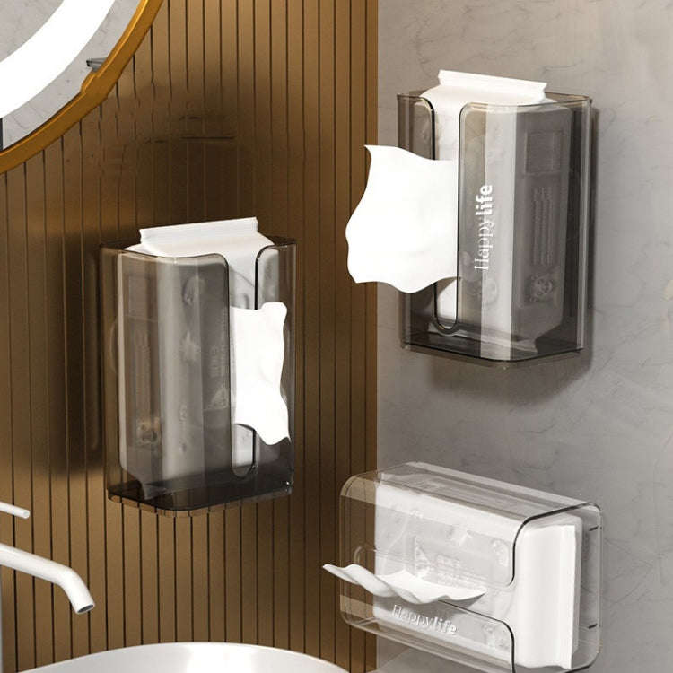 Suction Cup Tissue Box Holder Wall-mounted Tissue Box Cover(Gray Transparent)