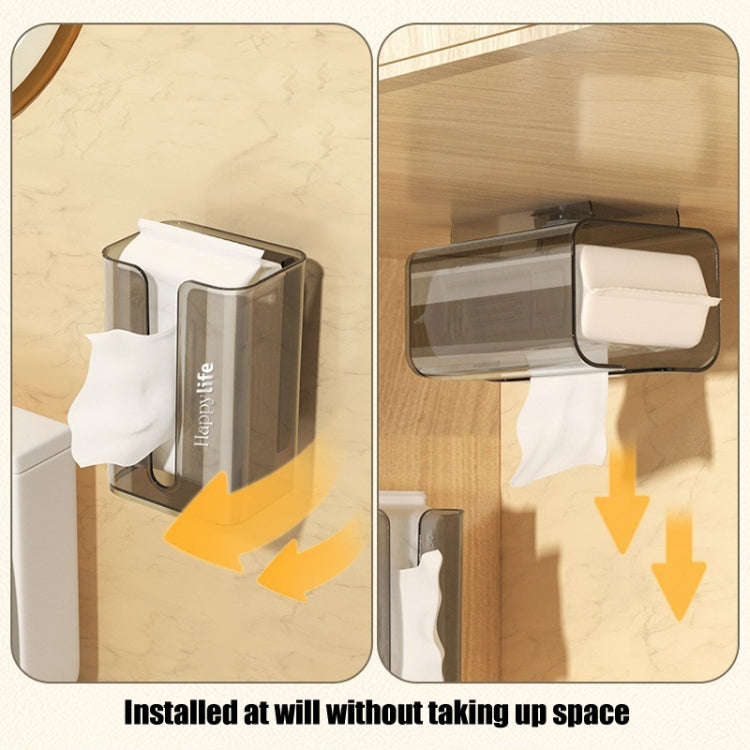 Suction Cup Tissue Box Holder Wall-mounted Tissue Box Cover(White Transparent)
