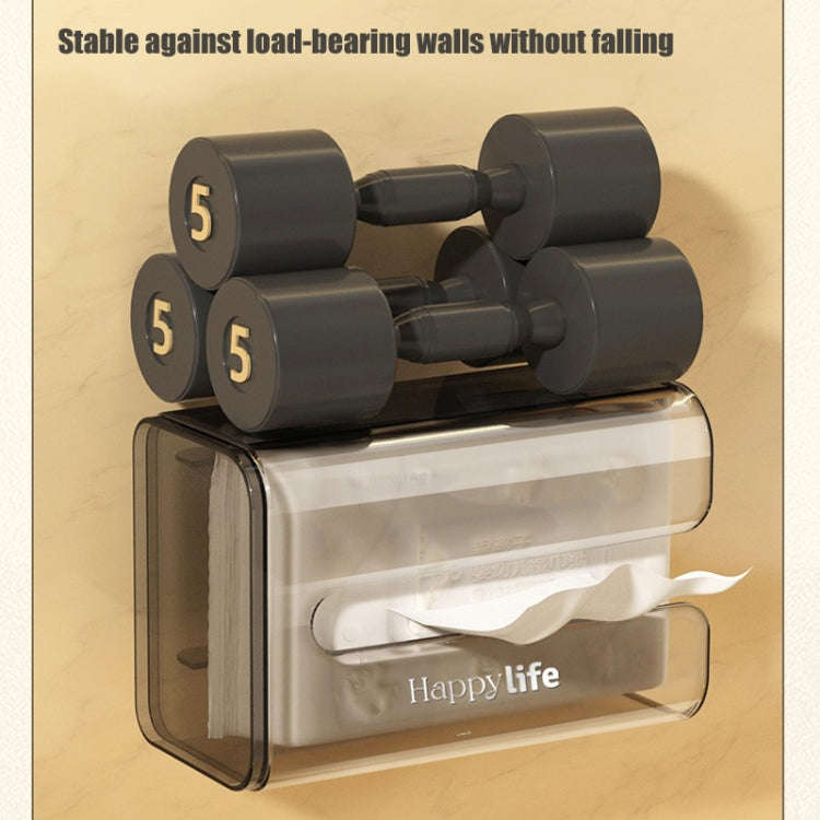 Suction Cup Tissue Box Holder Wall-mounted Tissue Box Cover(Gray Transparent)