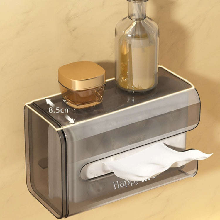 Suction Cup Tissue Box Holder Wall-mounted Tissue Box Cover(White Transparent)