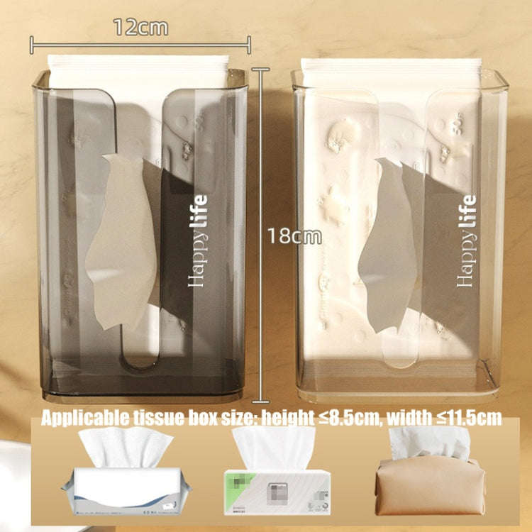 Suction Cup Tissue Box Holder Wall-mounted Tissue Box Cover(White Transparent)
