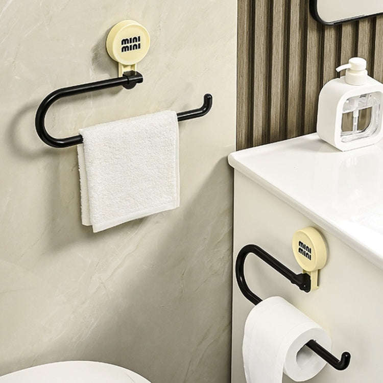 Wall-Mounted Suction Cup Roll Tissue Holder Storage Hook For Cling Film Rag And Towel(Cream)