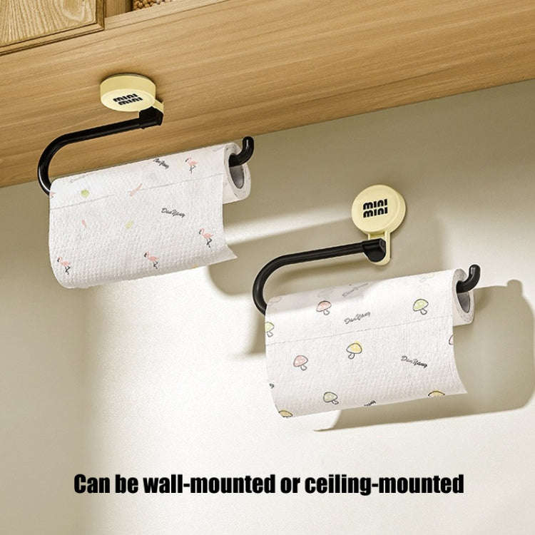 Wall-Mounted Suction Cup Roll Tissue Holder Storage Hook For Cling Film Rag And Towel(Cream)