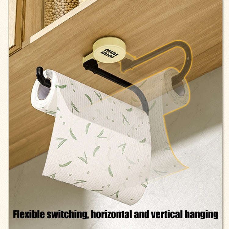 Wall-Mounted Suction Cup Roll Tissue Holder Storage Hook For Cling Film Rag And Towel(Cream)
