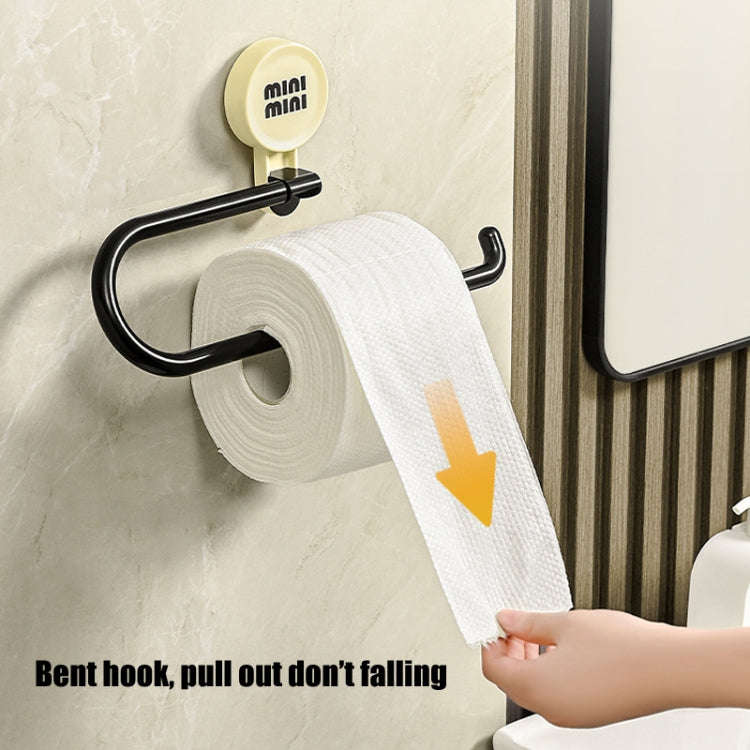 Wall-Mounted Suction Cup Roll Tissue Holder Storage Hook For Cling Film Rag And Towel(Cream)