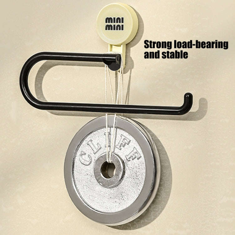 Wall-Mounted Suction Cup Roll Tissue Holder Storage Hook For Cling Film Rag And Towel(Cream)