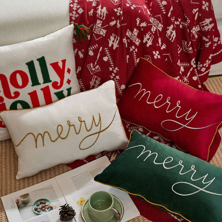 30x50cm Christmas Pillowcase Holiday Decorative Cushion Cover, Pillow Core Not Included(White)