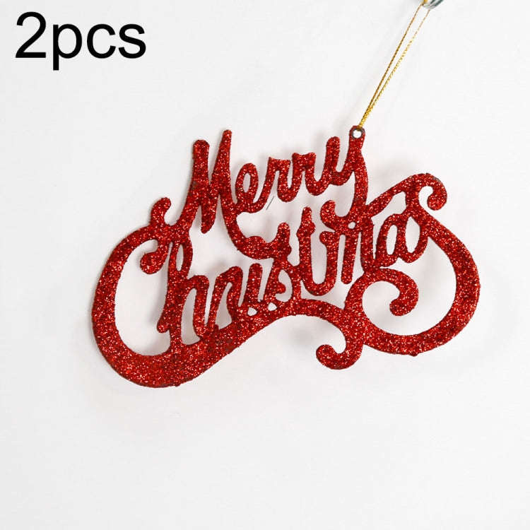 2pcs Christmas Shiny Letter Pendants Christmas Tree DIY Decorations(Red)