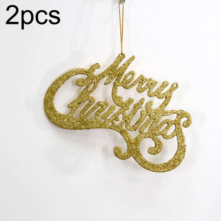 2pcs Christmas Shiny Letter Pendants Christmas Tree DIY Decorations(Gold)