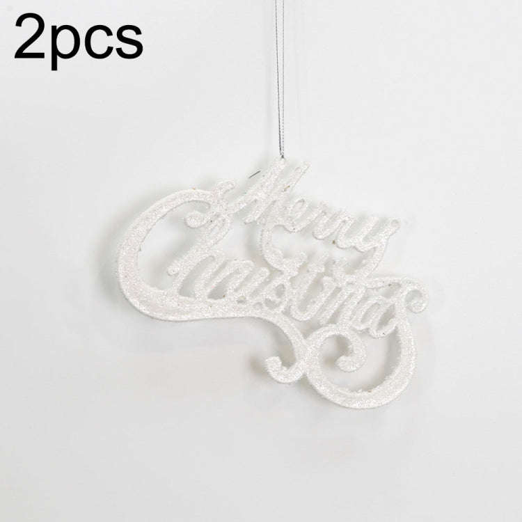 2pcs Christmas Shiny Letter Pendants Christmas Tree DIY Decorations(White)