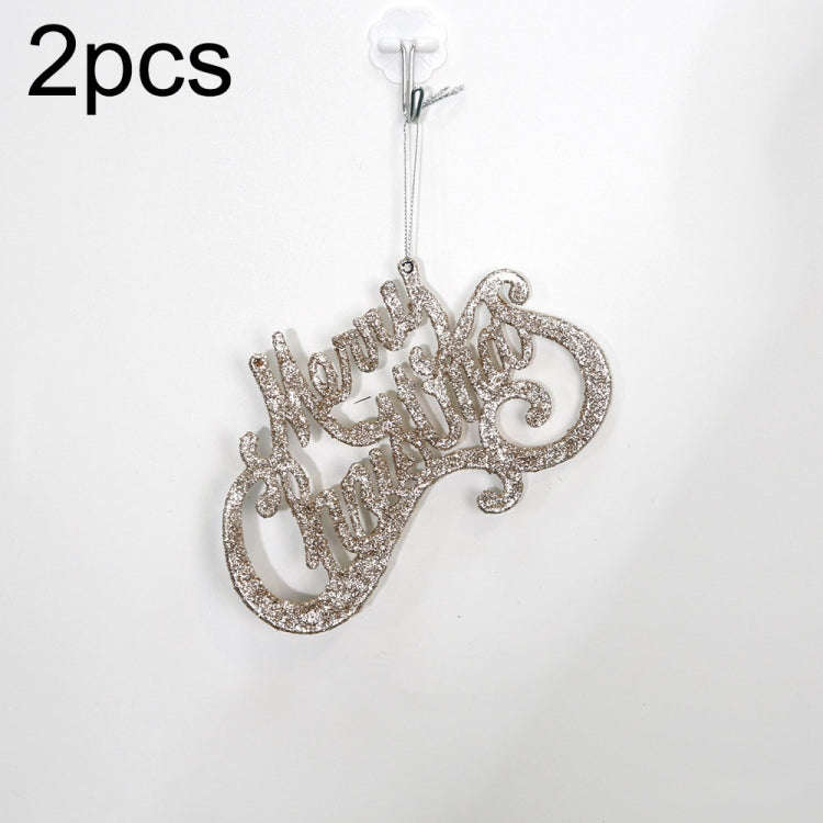 2pcs Christmas Shiny Letter Pendants Christmas Tree DIY Decorations(Silver Brown)