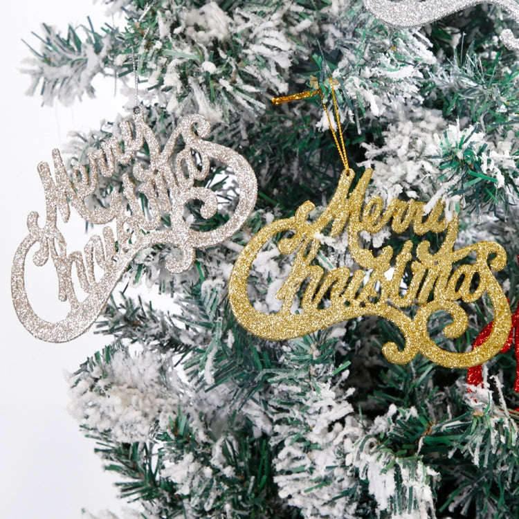 2pcs Christmas Shiny Letter Pendants Christmas Tree DIY Decorations(Gold)