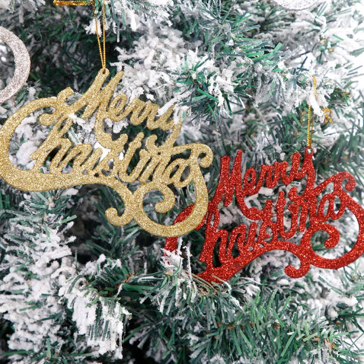2pcs Christmas Shiny Letter Pendants Christmas Tree DIY Decorations(Red)